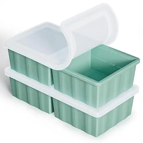 Silicone Freezer Tray for Soup Ice Cubes: 2-Cup Freezing Tray for Meal Prep - 2Pack Silicon Soup Portion Freeze Tray Make Stock Souped Ice Cube