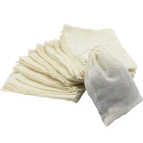 36 Pack Spice Muslin Bags with Drawstring, 3 x 4 Inch Natural Unbleached Cotton Bags for Coffee Tea Herb Sachet Cooking