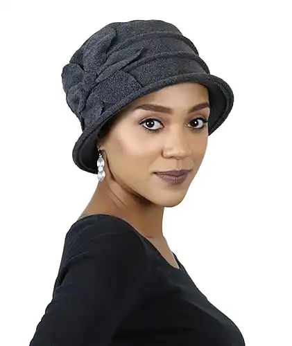 Fleece Flower Cloche Hat for Women Cancer Headwear Chemo Ladies Head Coverings