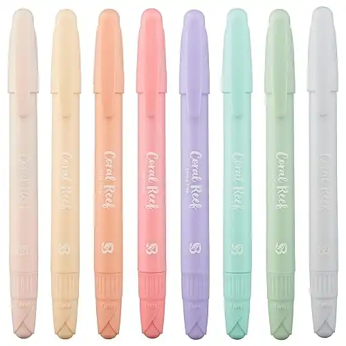 BLIEVE - Gel Highlighters, Bible Highlighters No Bleed, Cute Bible Journaling School Supplies, 8 Pack Assorted Colors, Study Gel Highlighters Set And Bible Accessories (Coral Reef)