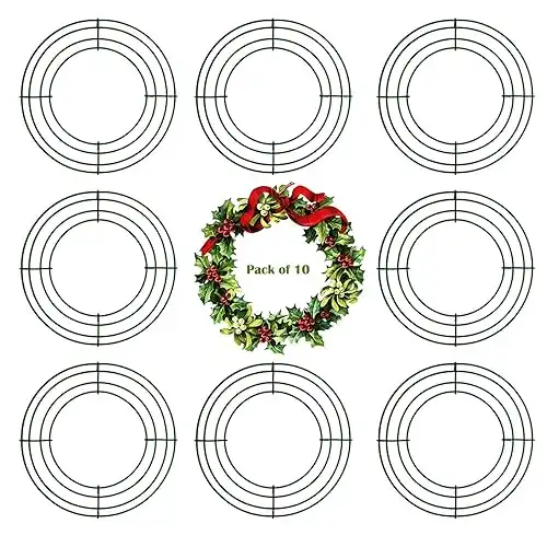 8 Inch Christmas Wire Wreath Frame Metal Wreath Form Front Door Wreath Ring for New Year Decors Crafts DIY 10 Pack