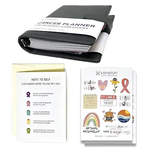 CanPlan Cancer Planner with Positivity Cancer Card and Cancer Sticker Sheet Gift Bundle